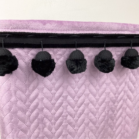 Lavender velvet chenille pom pom trim storage bin basket container - Picture 5 of 8